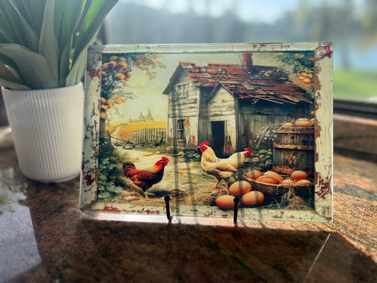 Glass Cutting Board - Home on the Range (Chickens)