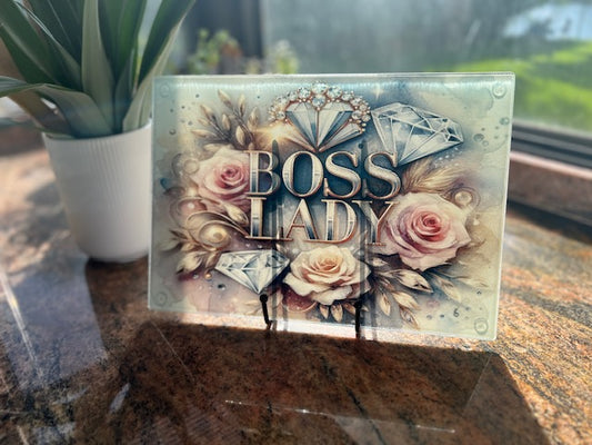 Glass Cutting Board - Boss Lady