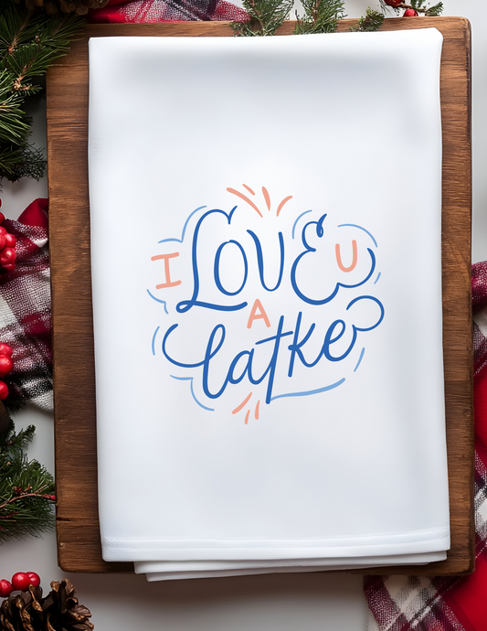 Love You Latke Plush Waffle Kitchen Towel