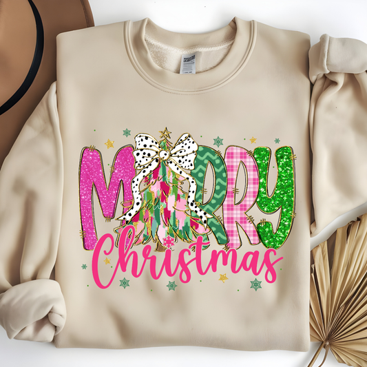 Merry Christmas Pink Christmas Sweatshirt