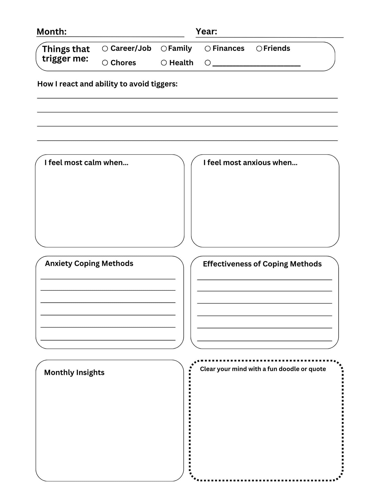 Chart Your Course - Anxiety Journal