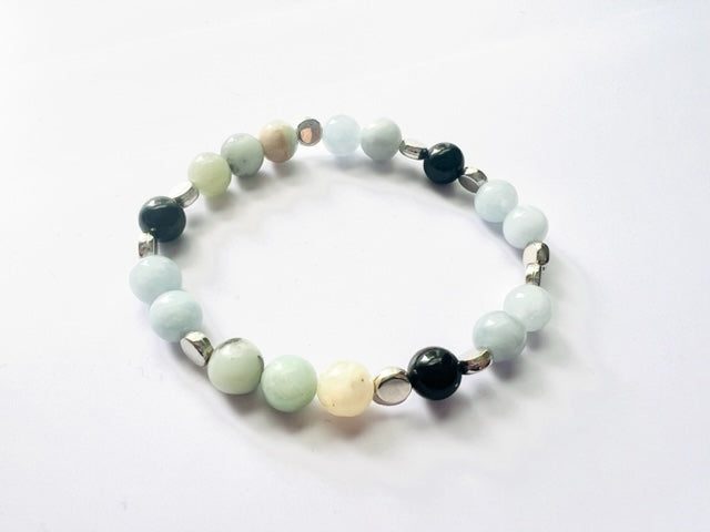 Aquamarine & Black Tourmaline 'Mother Earth' Bracelet - Authentic Gemstone Bracelet