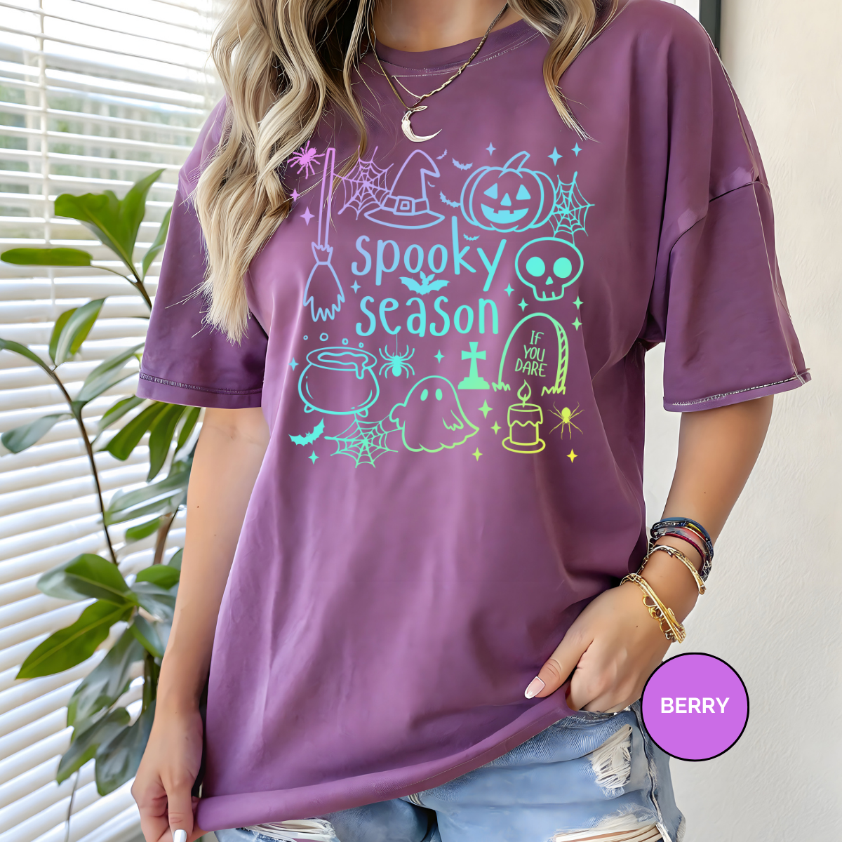 Neon Spooky Comfort Colors Halloween Shirt