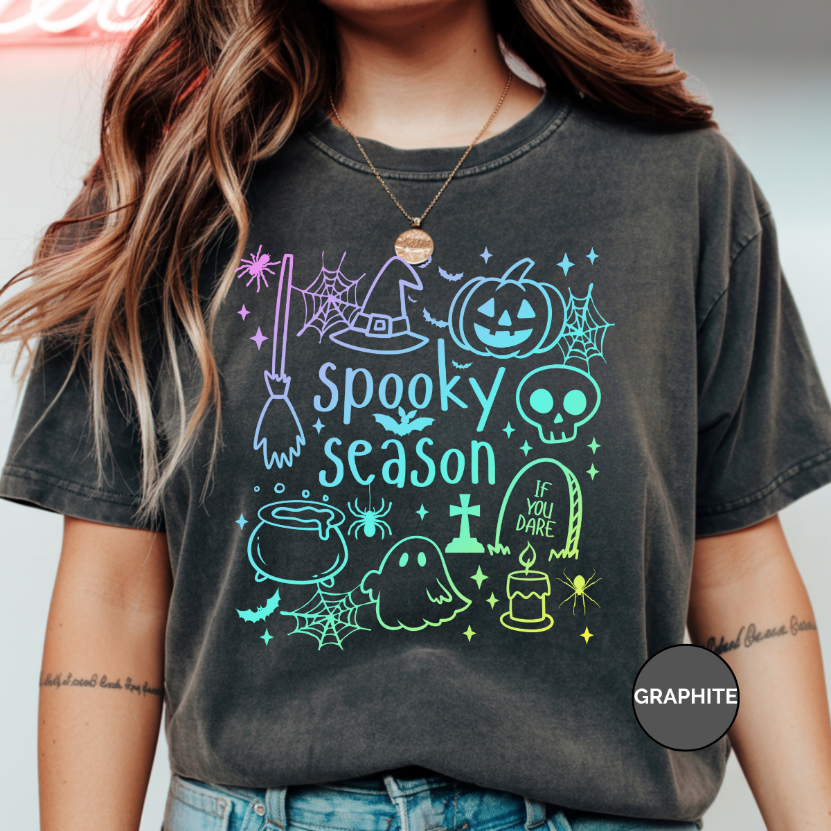 Neon Spooky Comfort Colors Halloween Shirt