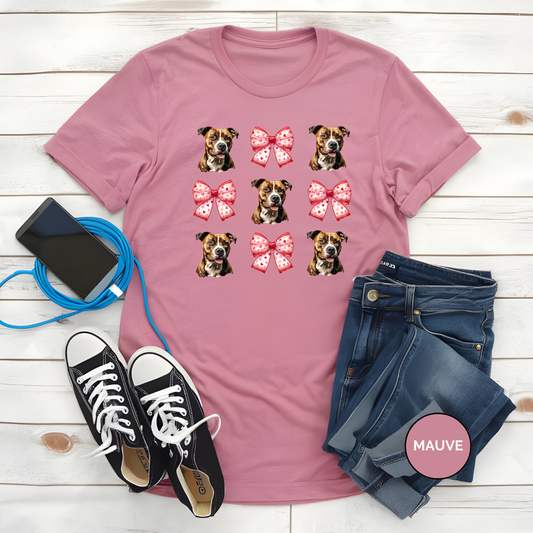 Pitbull Valentine Coquette Bows Dog Shirt