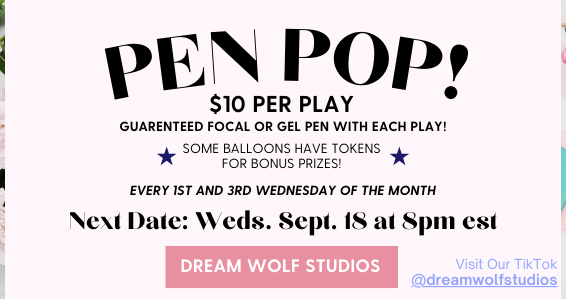 Pen Pop! Next Event - Weds. Sept 18 at 8pm est