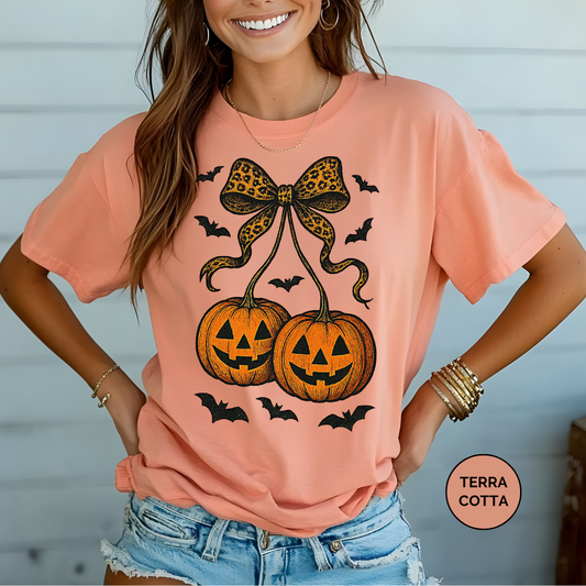 Pumpkin Cherries Comfort Colors Halloween Shirt, Women's Halloween Shirt, Cute Fall Shirt, Spooky Season Shirt, Gift For Halloween