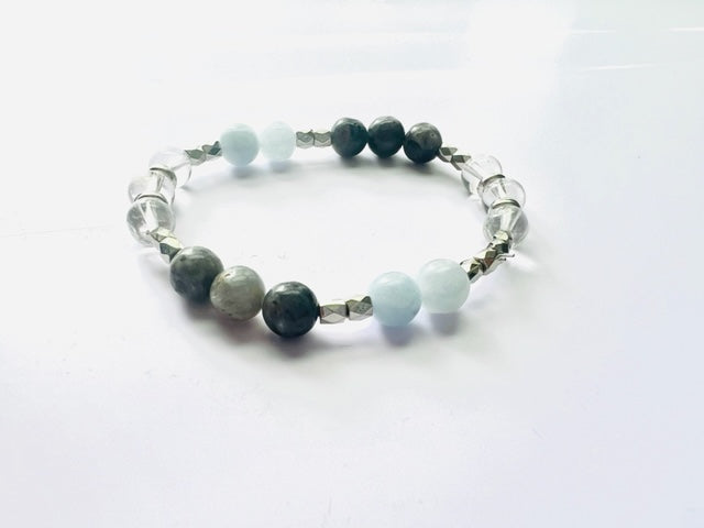 Labradorite and Aquamarine 'Reflection' Bracelet - Authentic Gemstone Bracelet