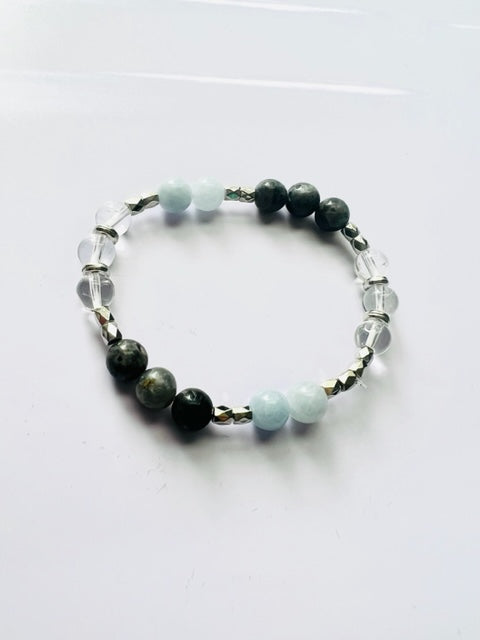 Labradorite and Aquamarine 'Reflection' Bracelet - Authentic Gemstone Bracelet