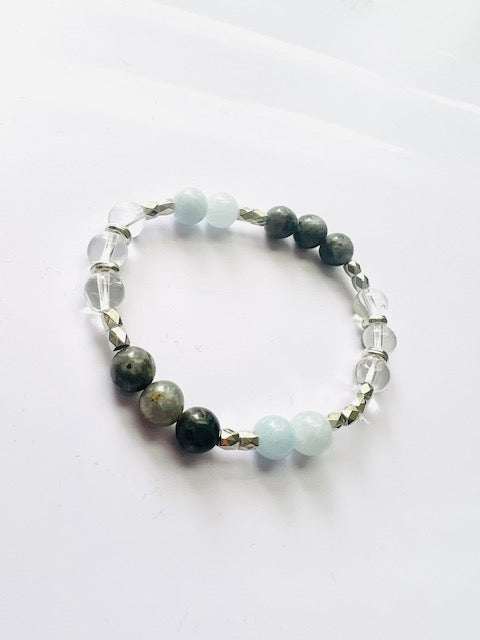 Labradorite and Aquamarine 'Reflection' Bracelet - Authentic Gemstone Bracelet