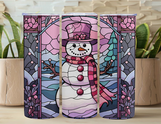 Stained Glass Snowman 20oz Tumbler