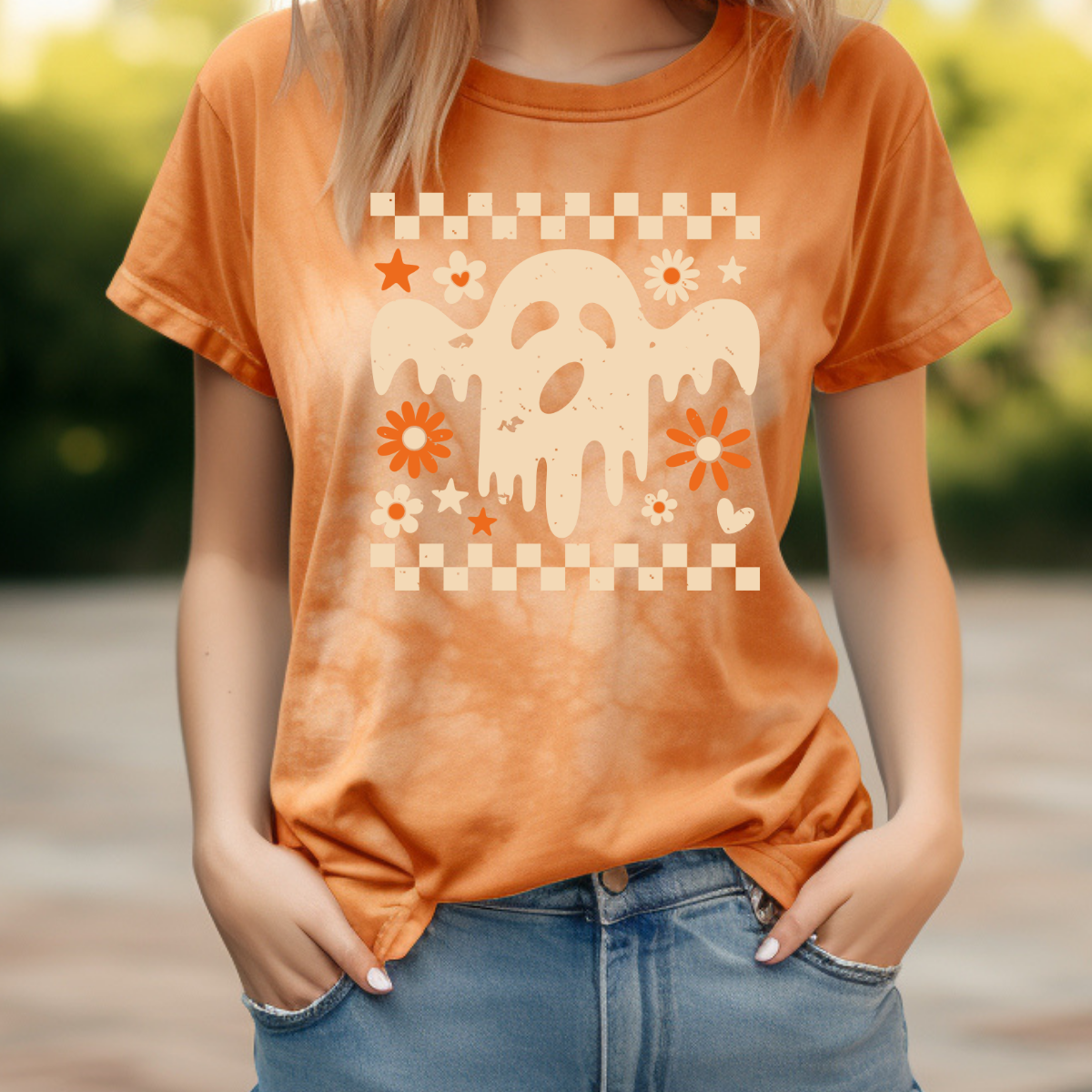 Floral Fall Ghost  Comfort Colors Halloween Shirt