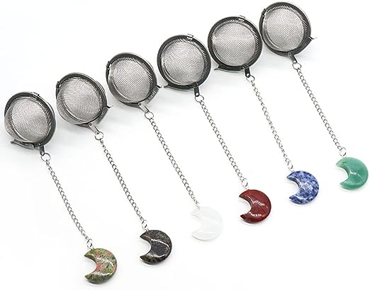 Tea Strainer with Gemstone Moon Crystal