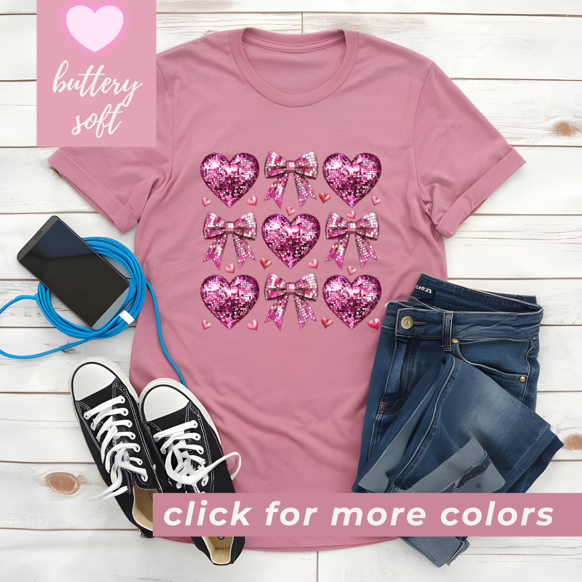 Disco Hearts and Bows Coquette Valentine's Day Shirt