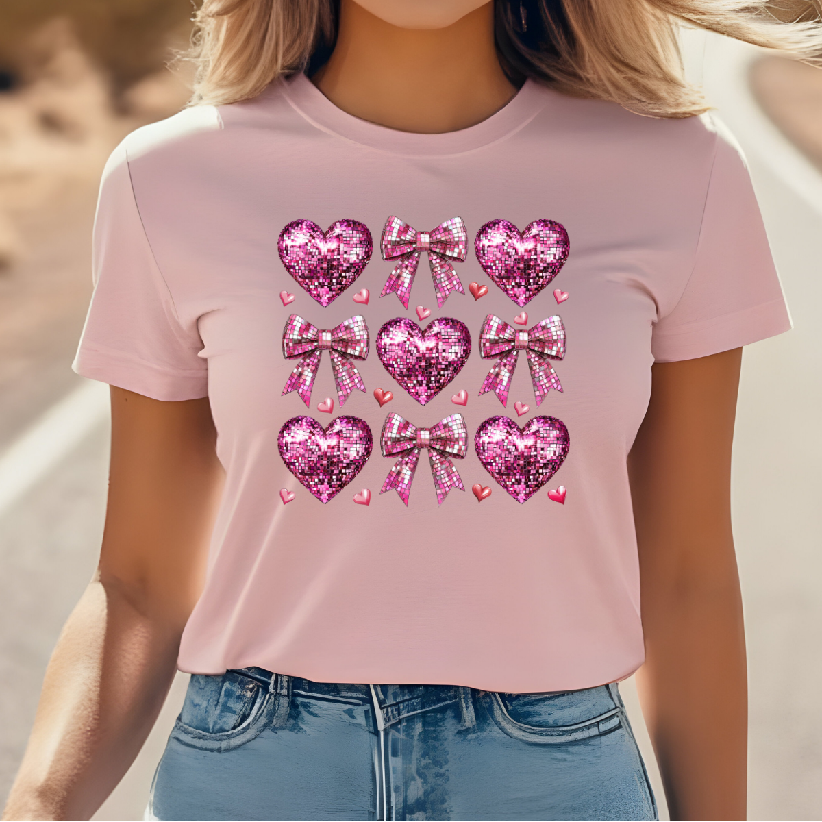 Disco Hearts and Bows Coquette Valentine's Day Shirt