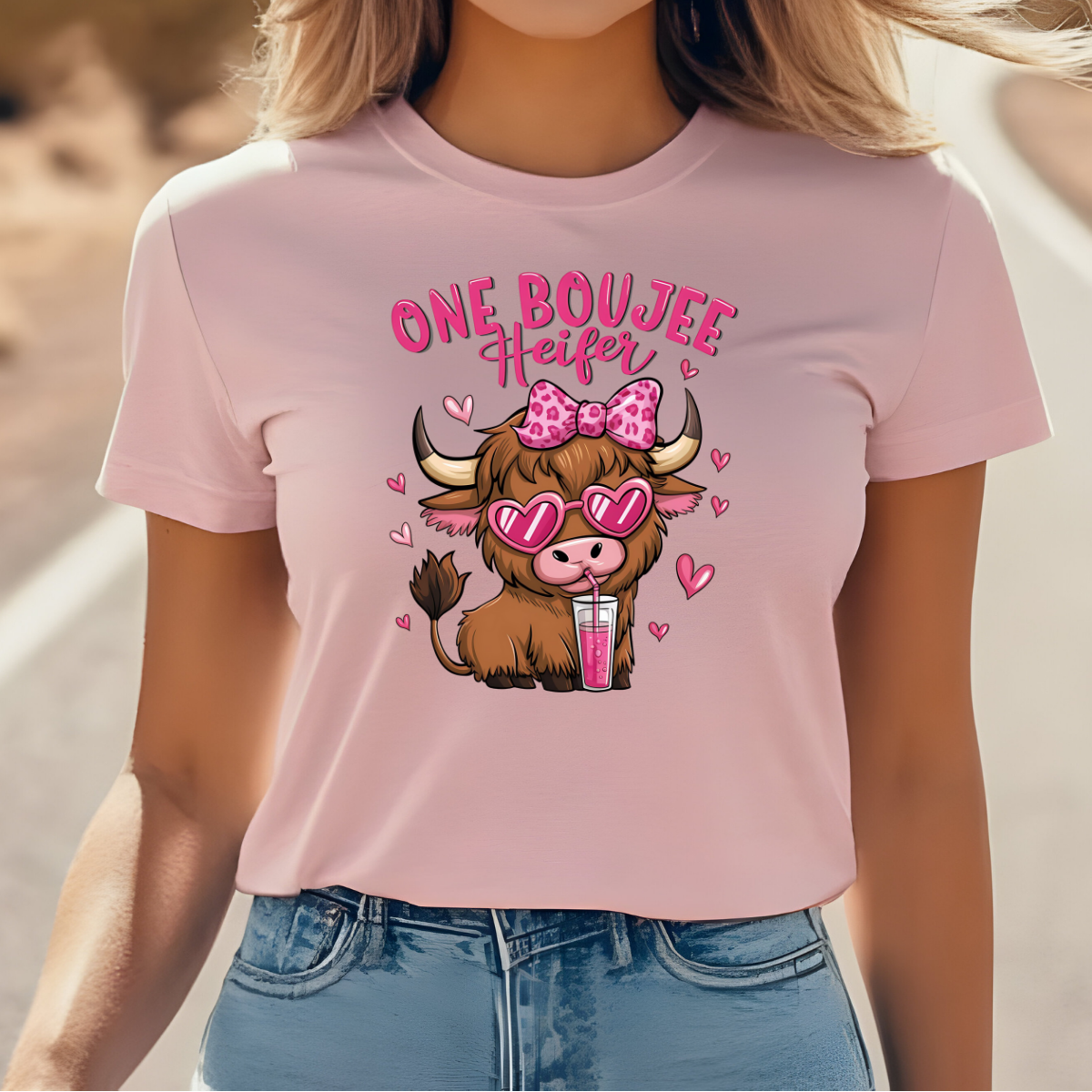 Boujie Cow Valentines Shirt, Highland Cow Valentines Short Sleeve Shirt