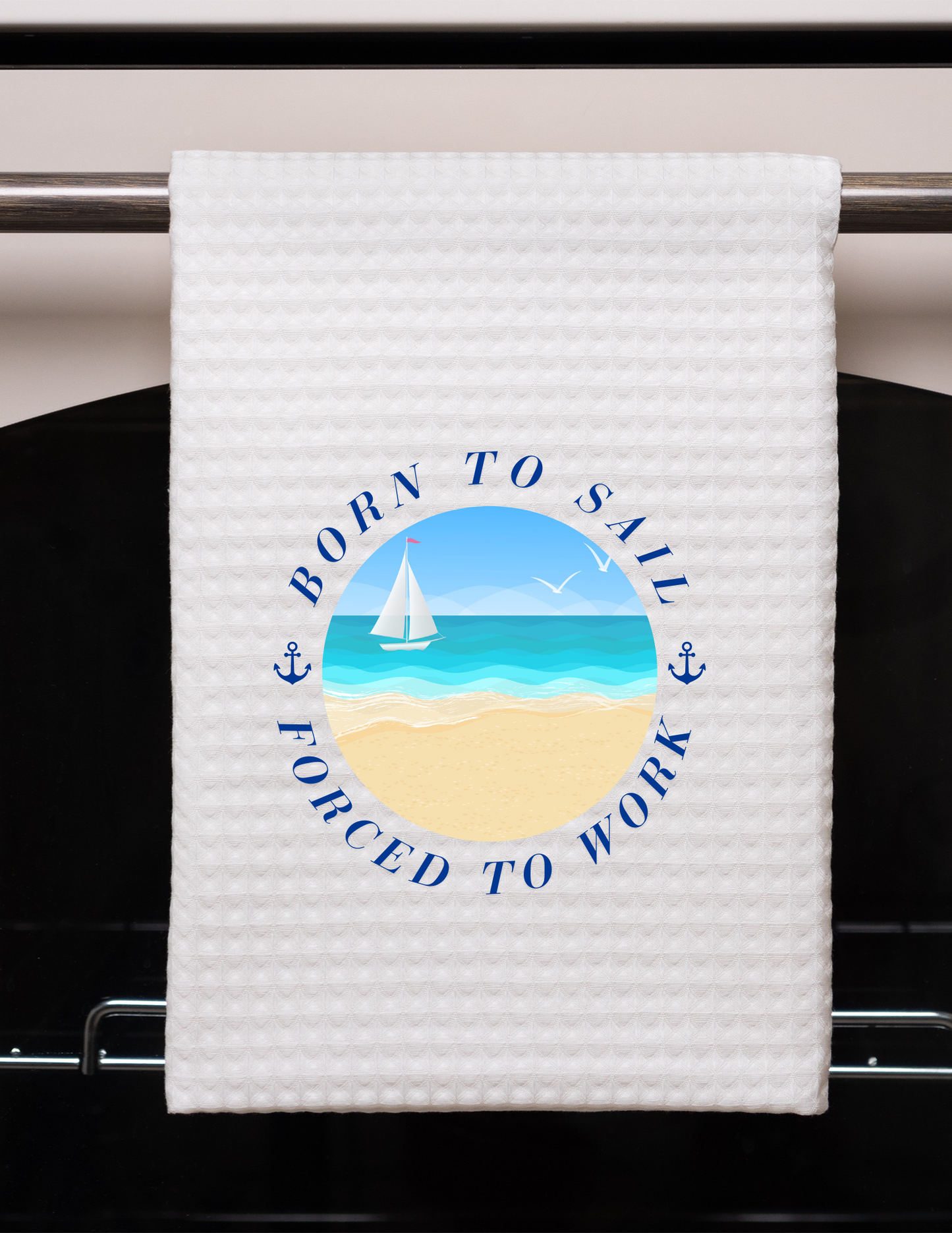 Born To Sail Waffle Weave Towel