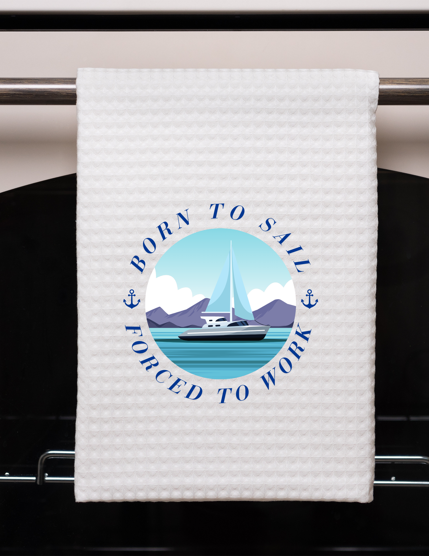 Born To Sail Waffle Weave Towel