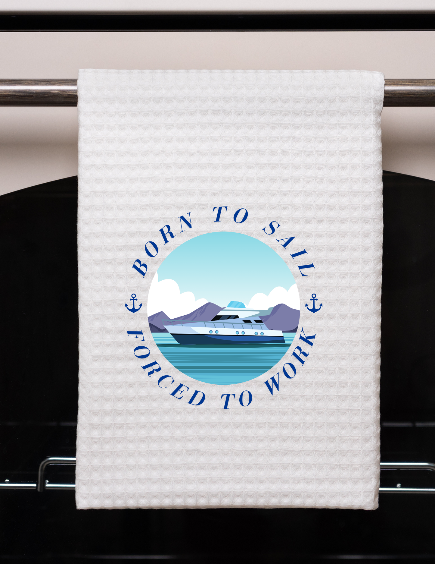 Born To Sail Waffle Weave Towel