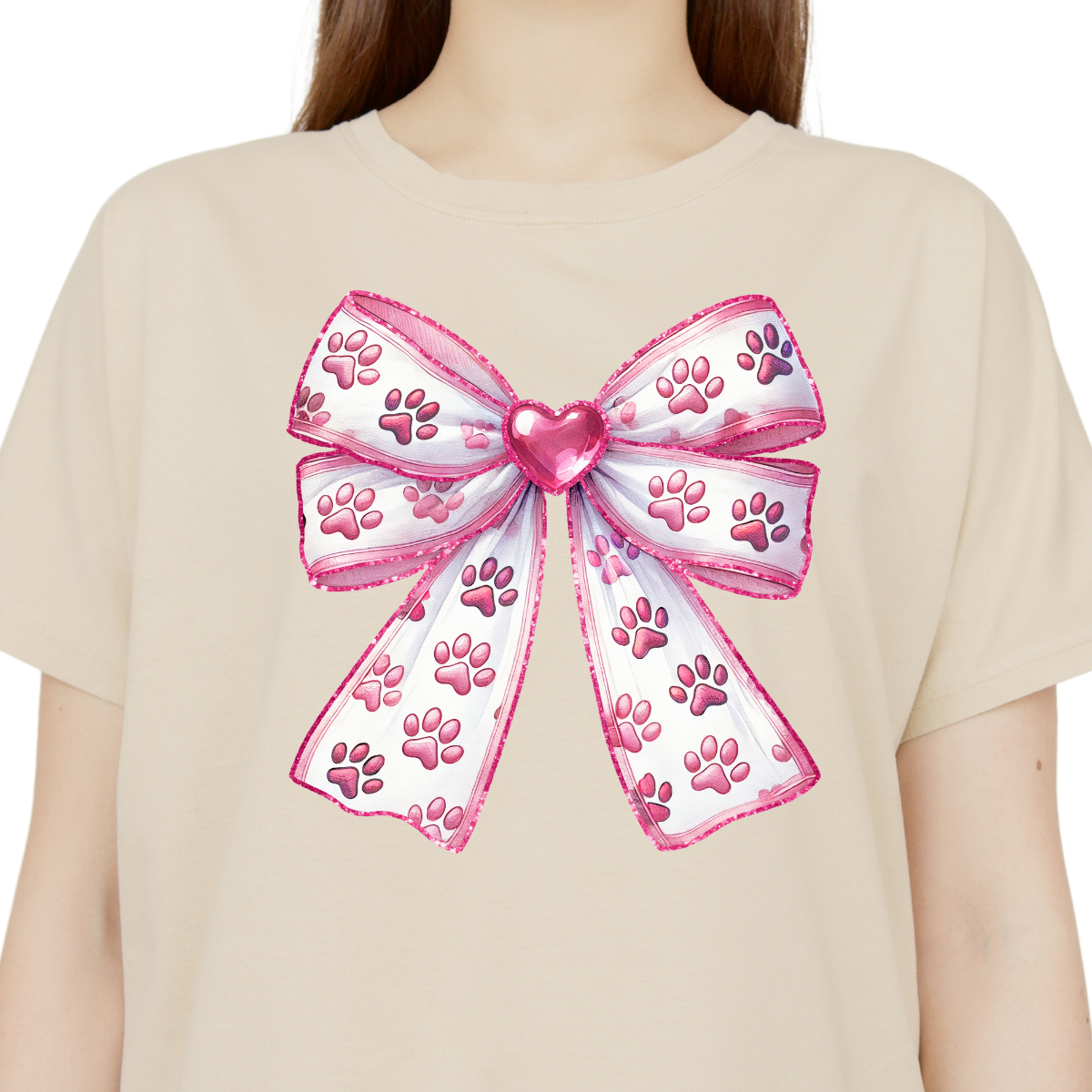 Coquette Dog Paw Glitter Bow Valentine Shirt