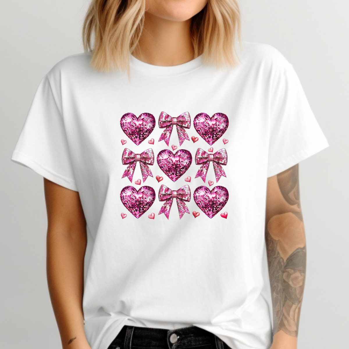 Disco Hearts and Bows Coquette Valentine's Day Shirt