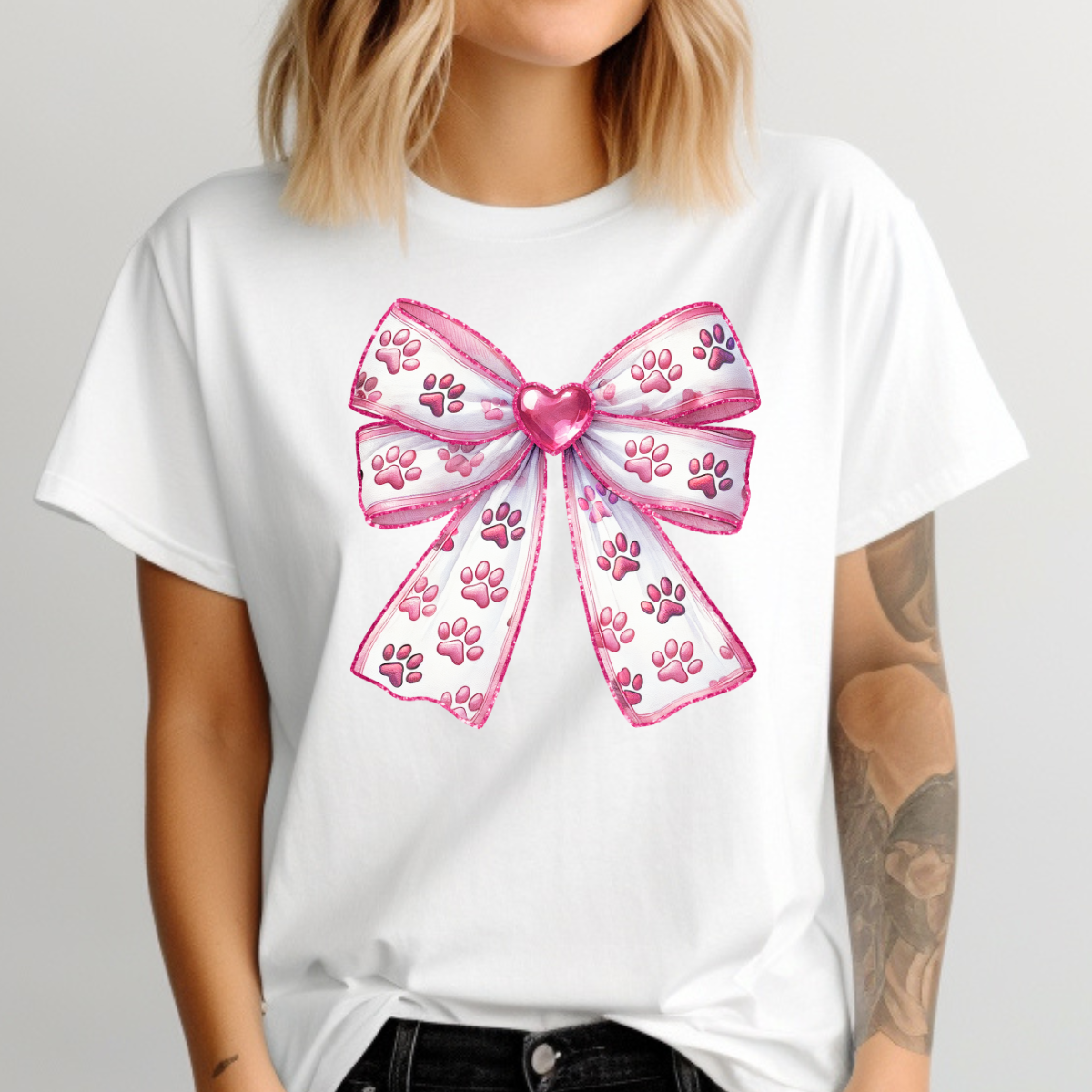 Coquette Dog Paw Glitter Bow Valentine Shirt